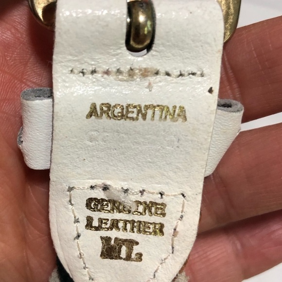 Belt Braided White Multicolor Argentina Leather Size M/L Rainbow Unisex - Picture 3 of 5